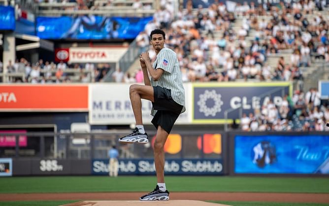"He's a better baseball player than Michael Jordan" - NBA fans react hilariously to Victor Wembanyama throwing first pitch before Yankees game