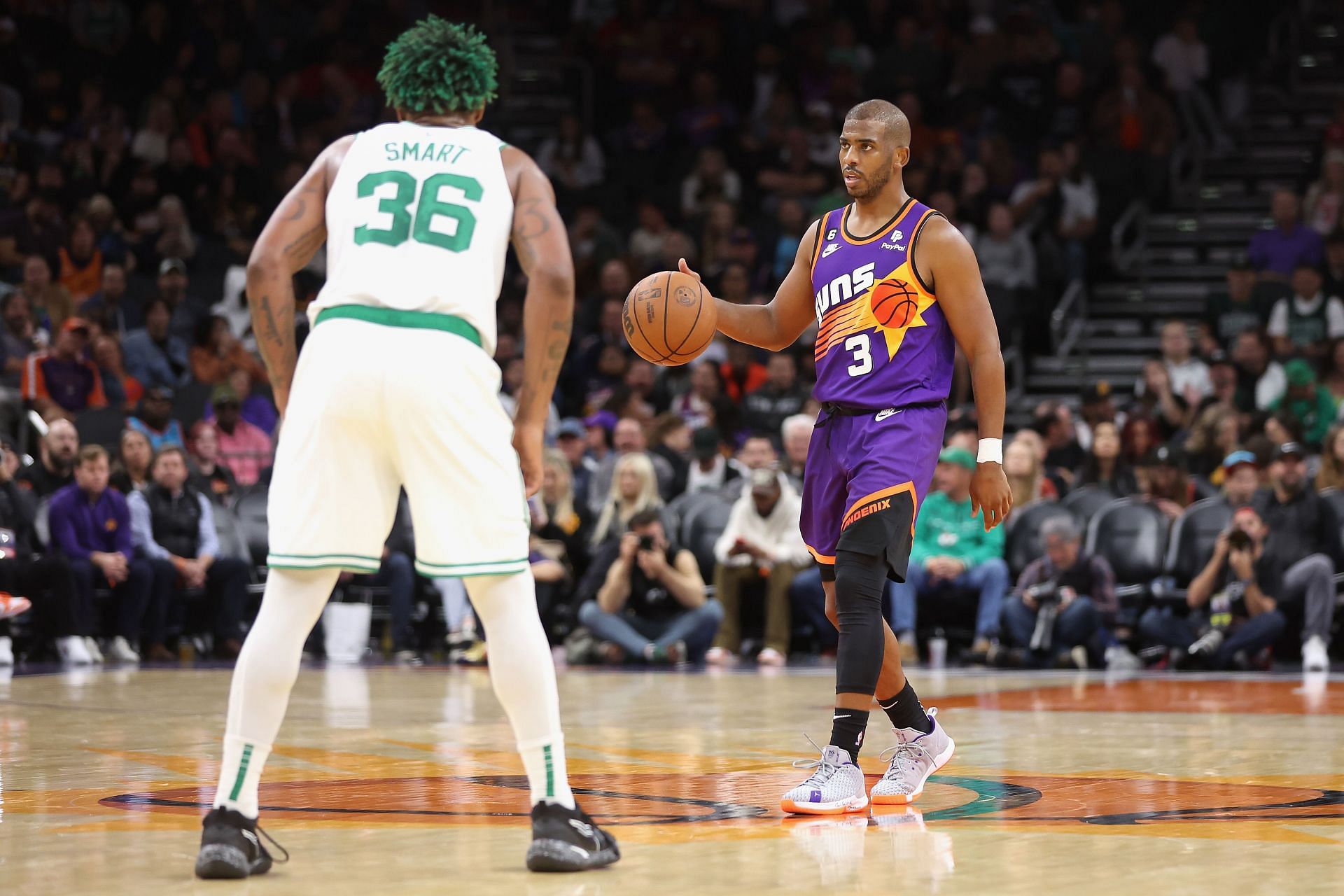Boston Celtics guard Marcus Smart and Phoenix Suns star point guard Chris Paul