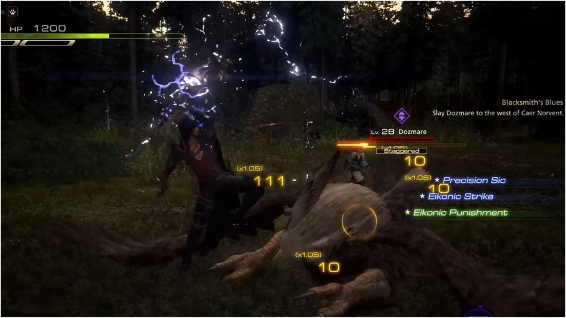 Utilize the Thunderstorm and Blind Justice moves from the Ramuh Eikonic abilities (Image via Square Enix)