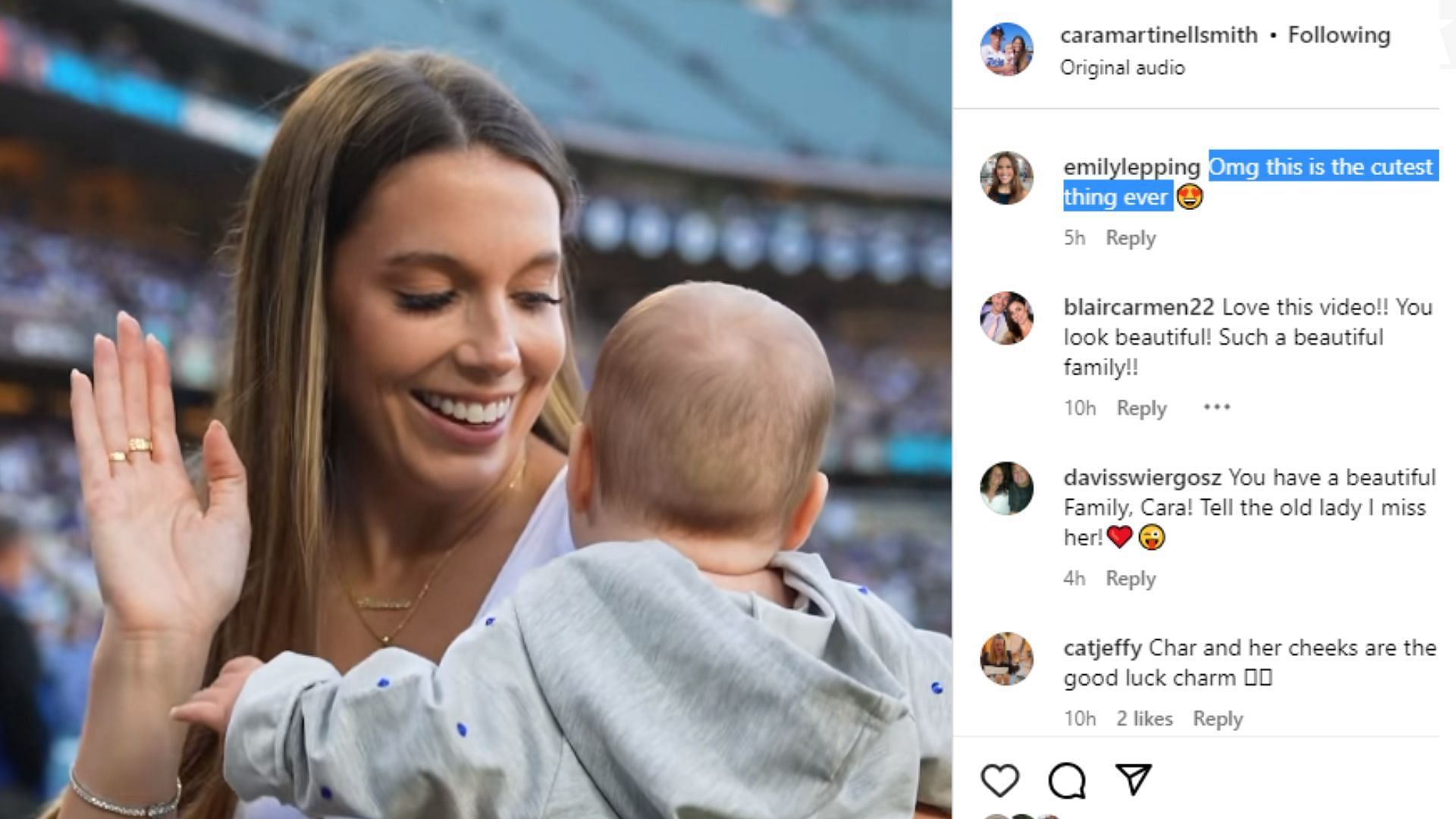 Dodger catcher Will Smith and wife Cara Smith pose as Baby2Baby