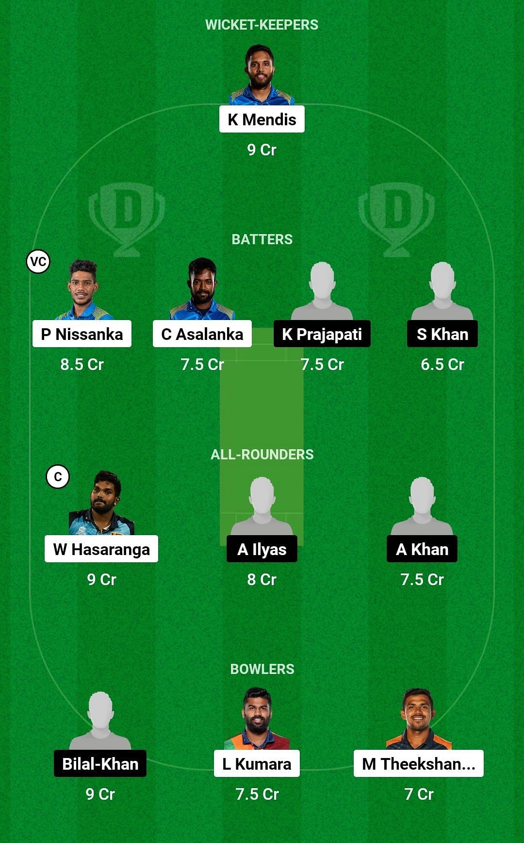 Dream11 Team for Sri Lanka vs Oman - ICC Cricket World Cup Qualifiers 2023.