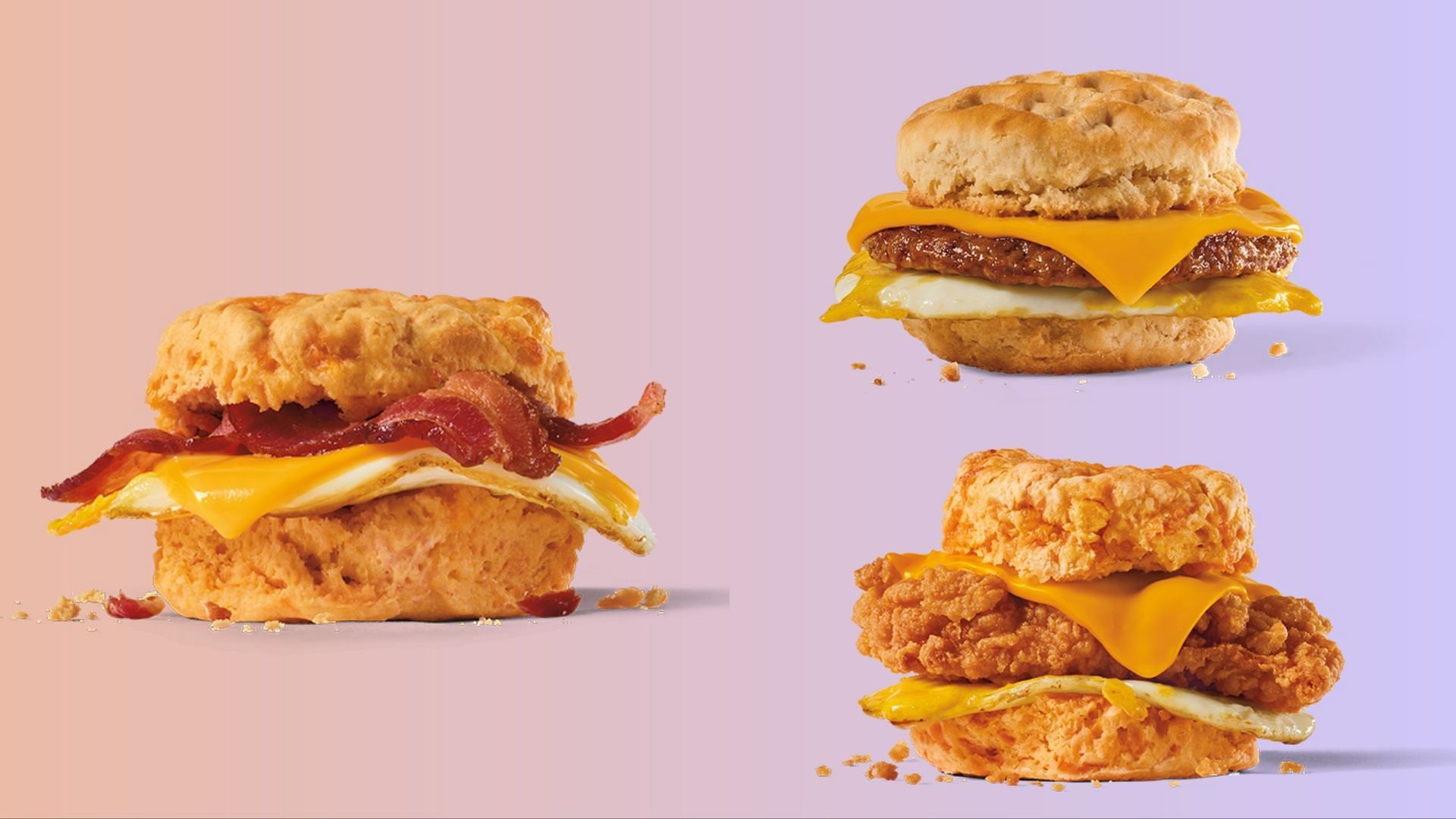The returning Cheddar Biscuit Breakfast Sandwiches are available in three distinct varieties (Image via Jack in the Box)