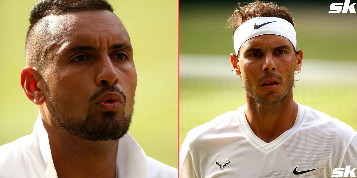 Nick Kyrgios(L) and Rafael Nadal