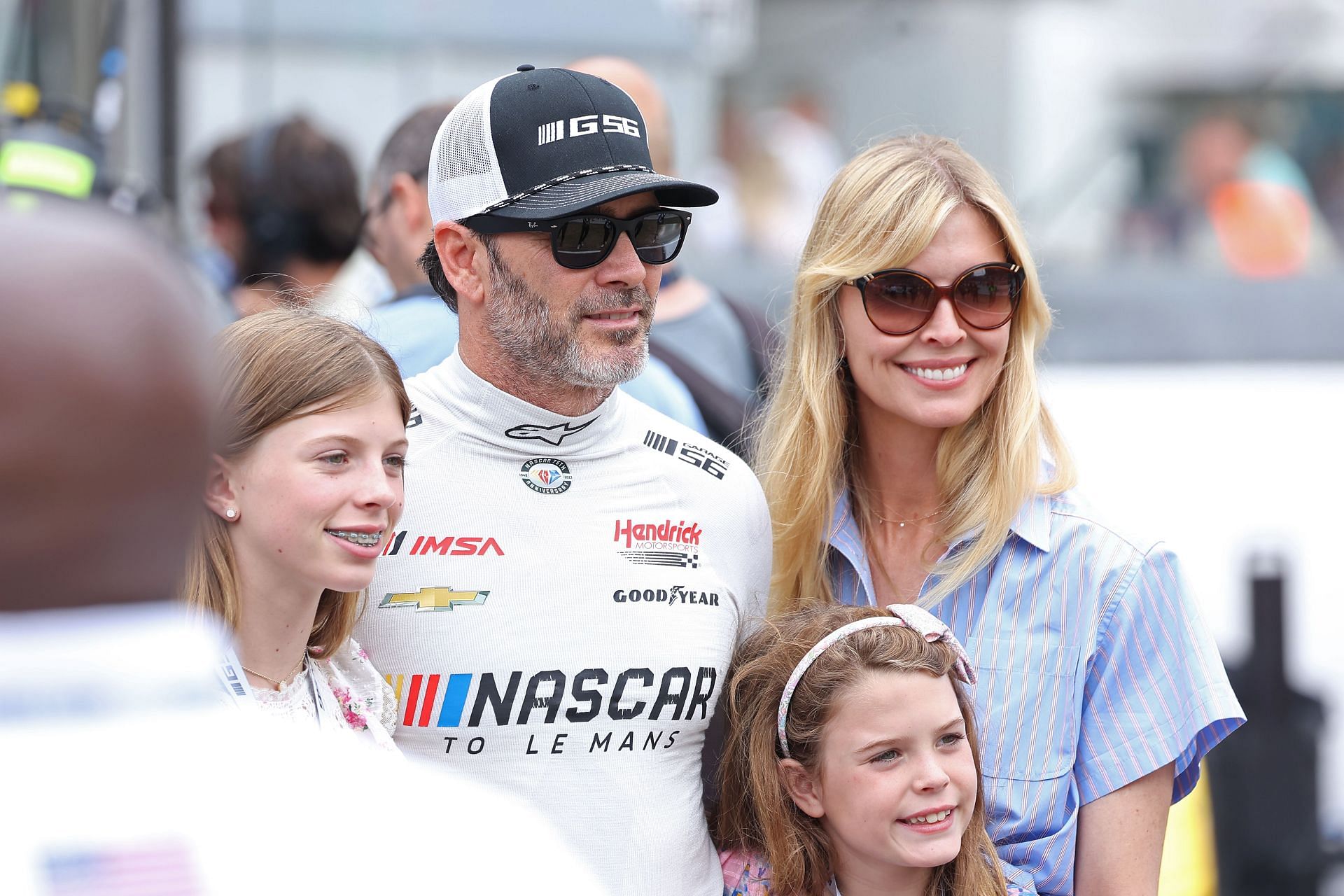 Jimmie Johnson (L) and wife Chandra Janway (R) with their two daughters. Picture Credits: The Sun.com/Getty Images