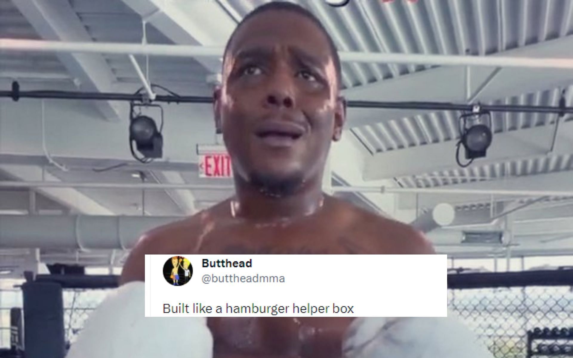 Jamahal Hill, and tweet [Photo credit: @TheArtOfWar6 and @buttheadmma - Twitter]