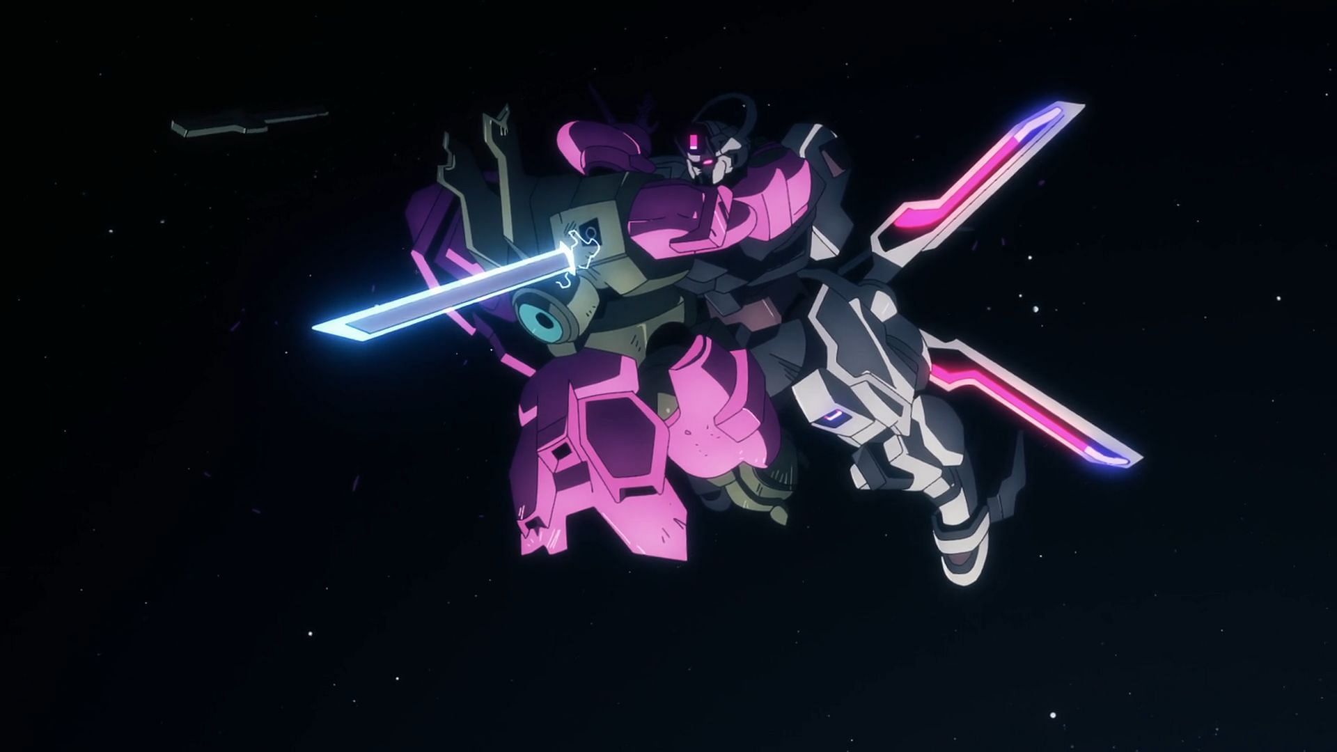 Guel lets Lauda stab him with his Schwarzette&#039;s beam saber as seen in Mobile Suit Gundam: The Witch from Mercury episode 23 (Image via Sunrise)