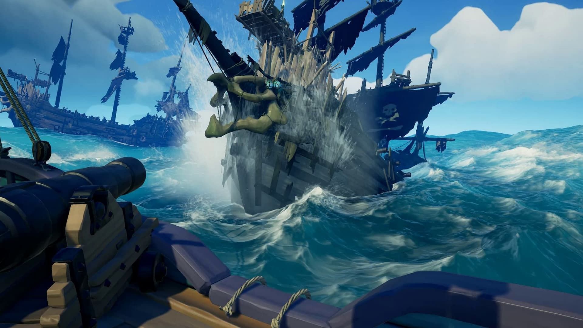 You will face three waves of enemy ships (Image via Sea of Thieves)