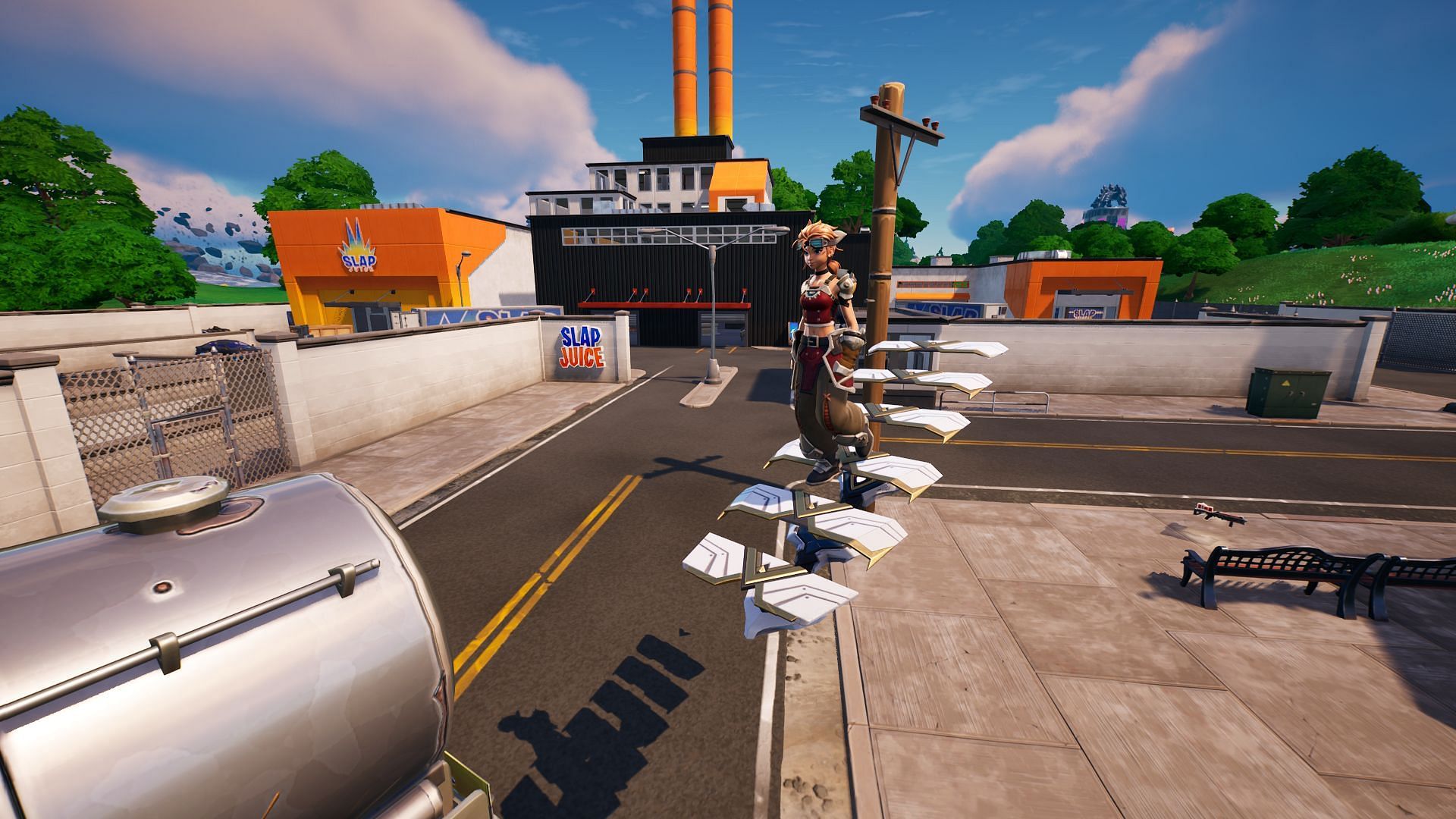 Landing with grace at Slappy Shores (Image via Epic Games/Fortnite)