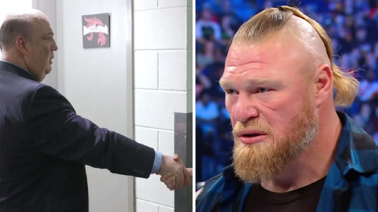 Paul Heyman (left); Brock Lesnar (right)