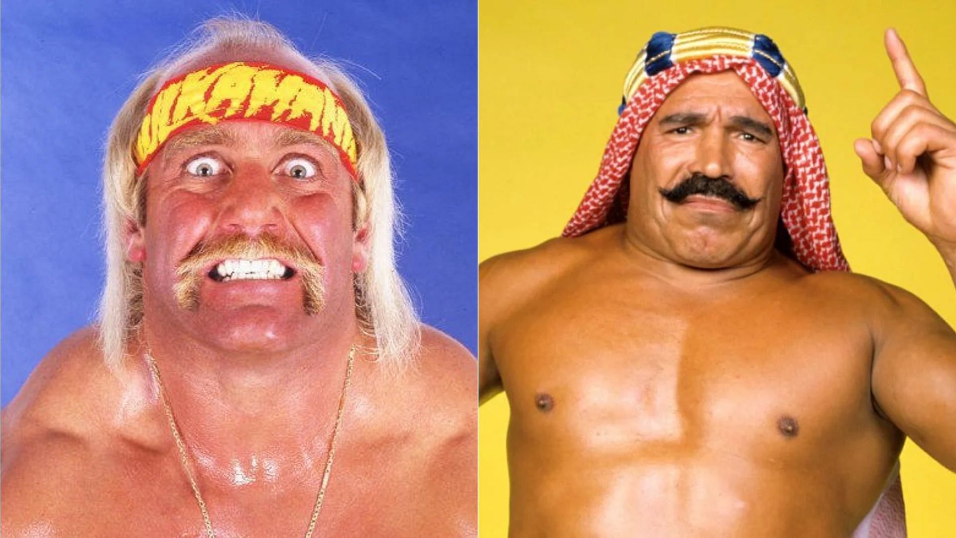 Hulk Hogan (left); The Iron Sheik (right)