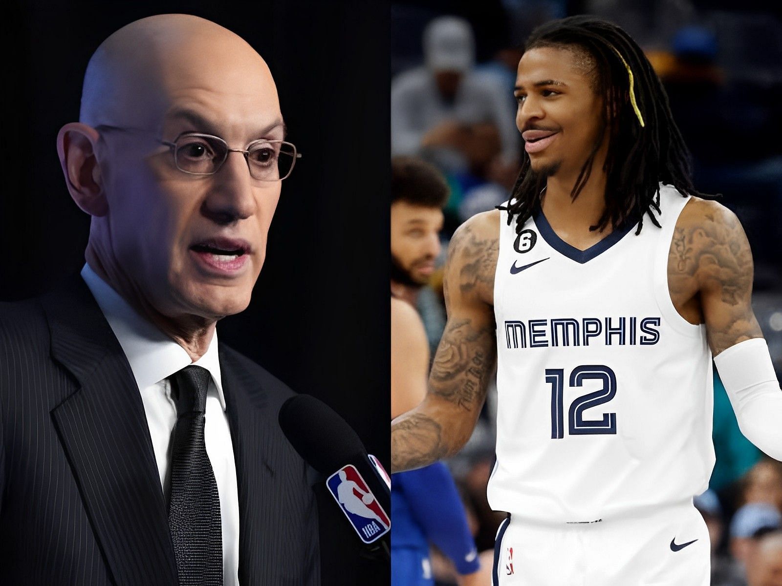 NBA commissioner Adam Silver and Memphis Grizzlies star point guard Ja Morant