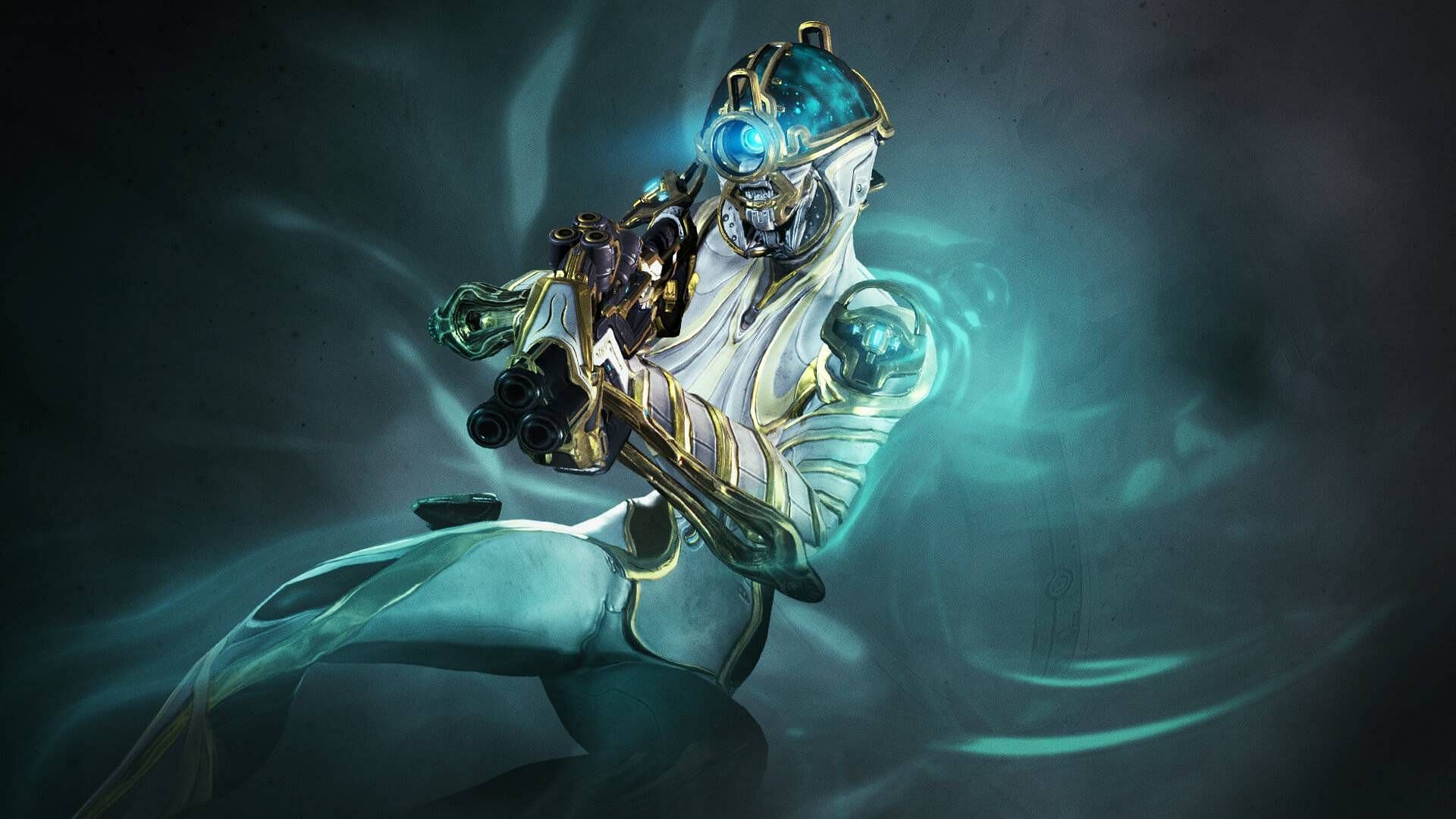 Image of the Mag Prime Warframe holding a Boar Prime