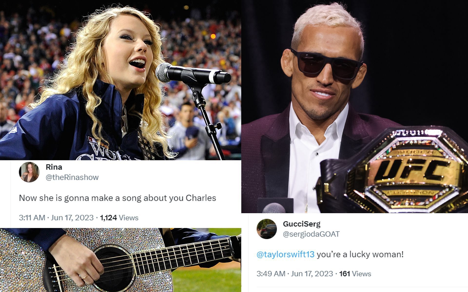 Taylor Swift (Left) and Charles Oliveira (Right)