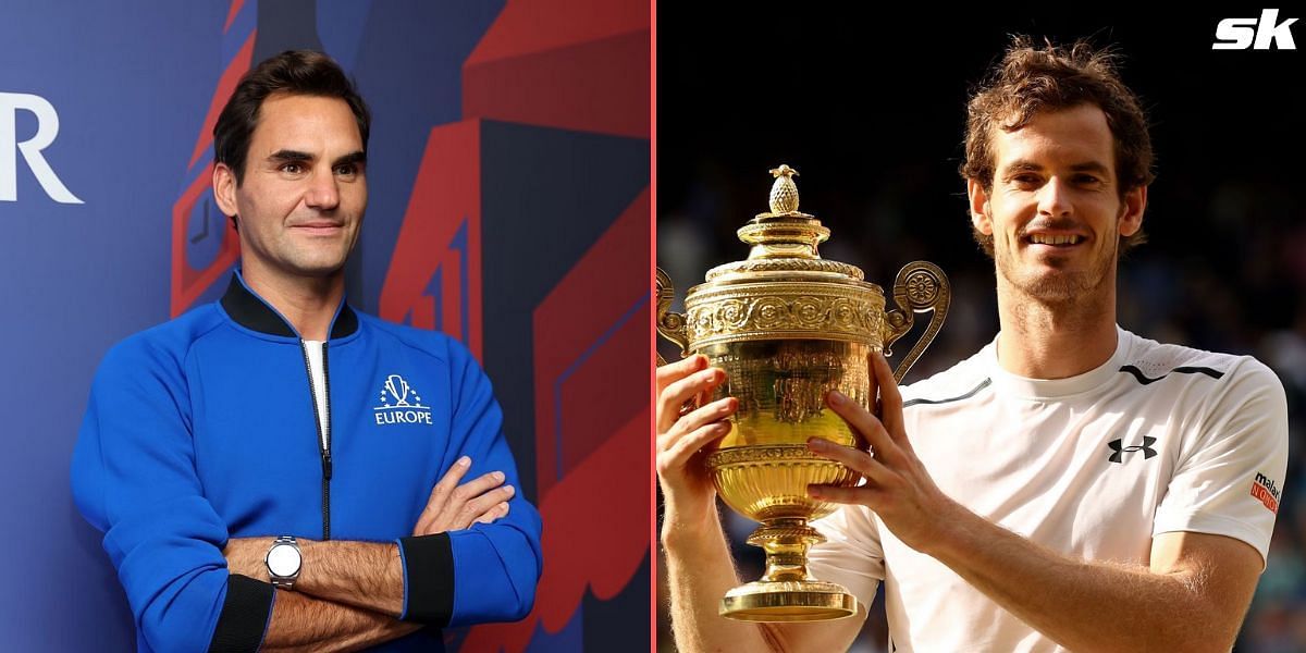 Roger Federer (L) and Andy Murray (R)