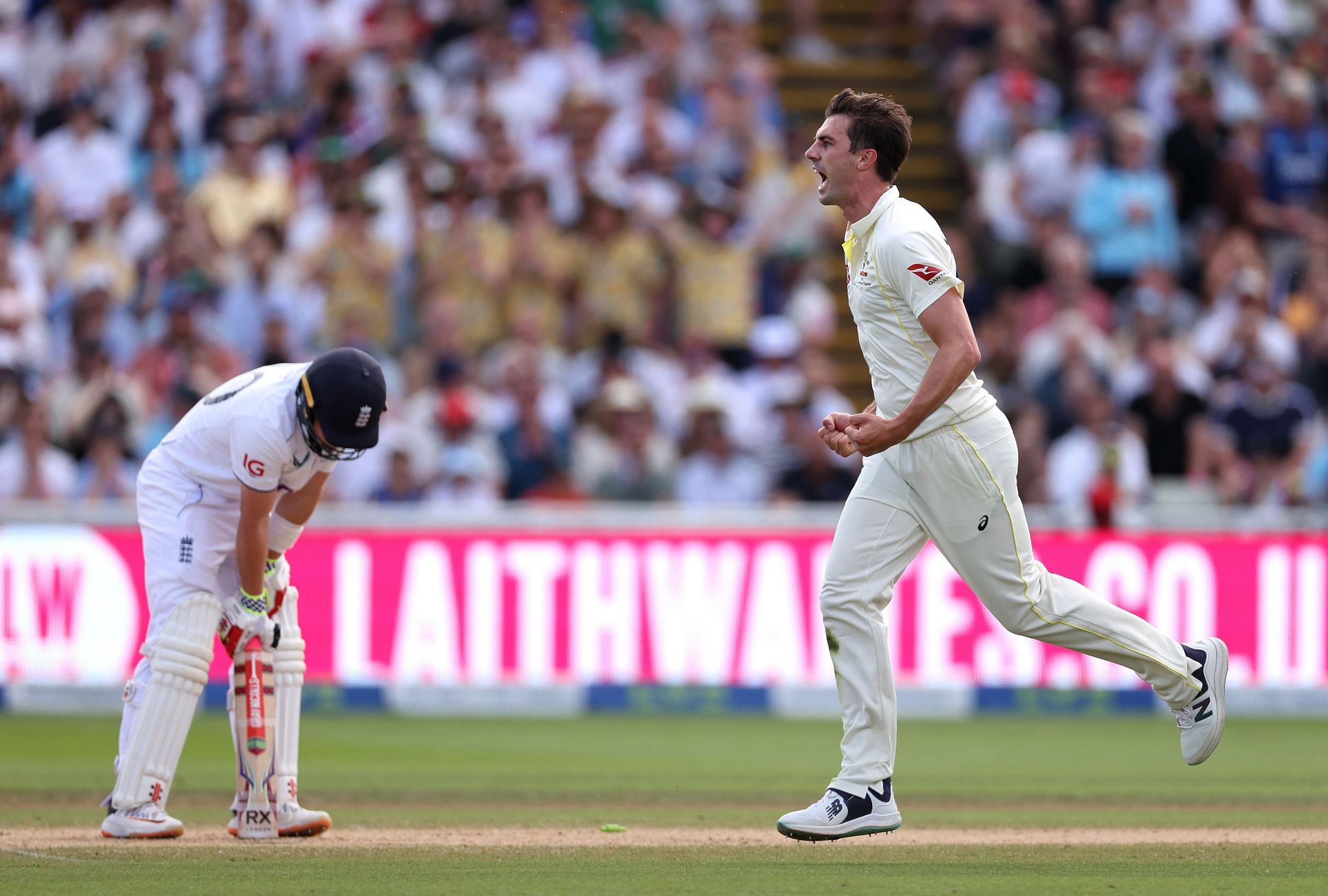 Pat Cummins picked up four wickets in England&#039;s second innings of the Edgbaston Test.