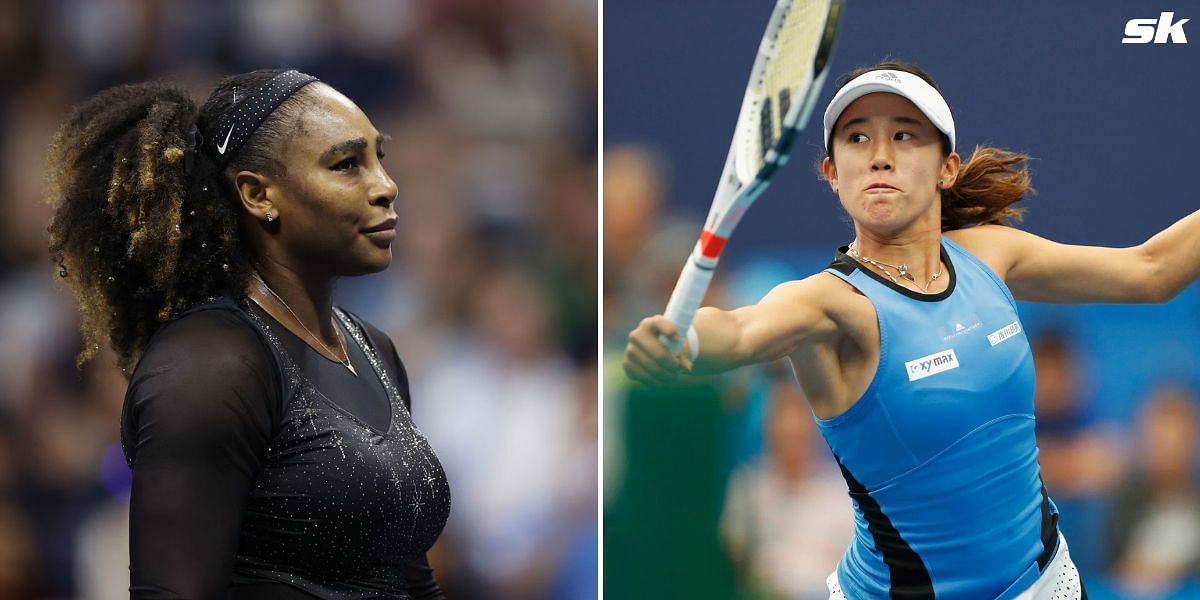 Serena Williams (L) and Miyu Kato