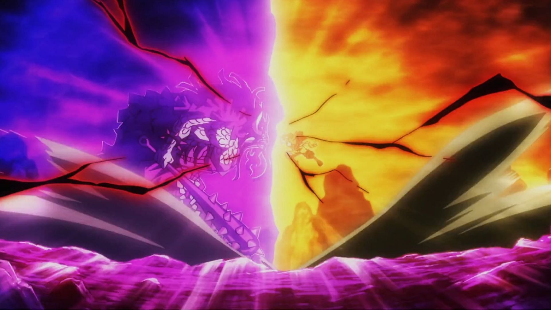 Kaido versus Luffy in One Piece episode 1064 (Image via Toei)