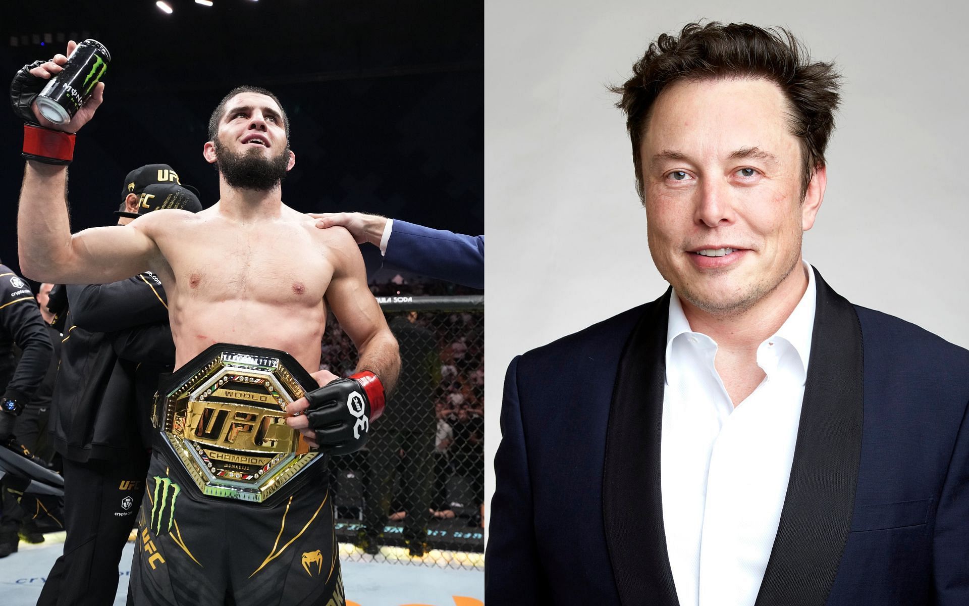 Islam Makhachev [Left] Elon Musk [Right] [Images courtesy: @ufc (Twitter) and Wikipedia]