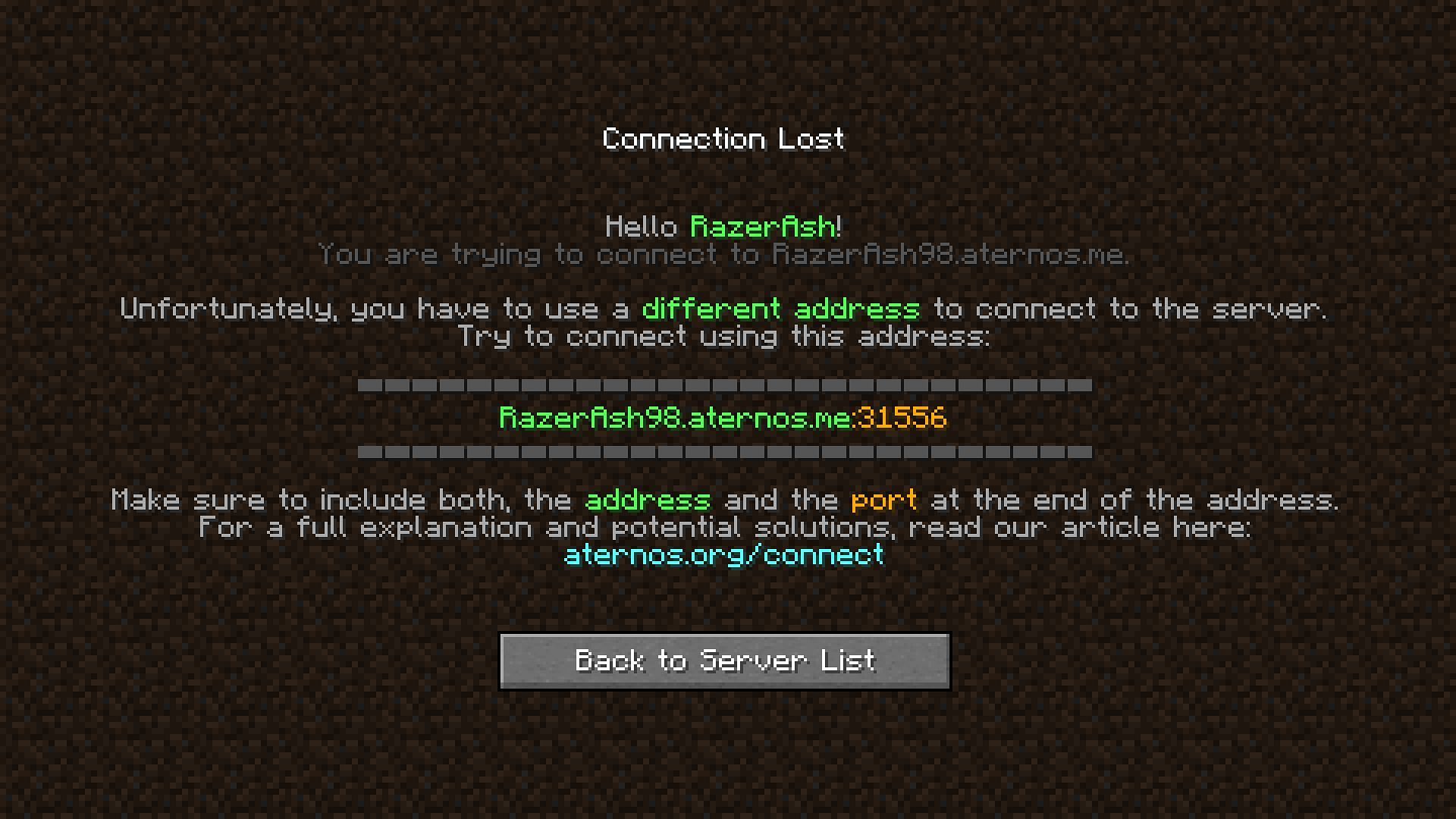 There must always be a set of numbers after the IP address of the Minecraft 1.20 server (Image via Mojang)