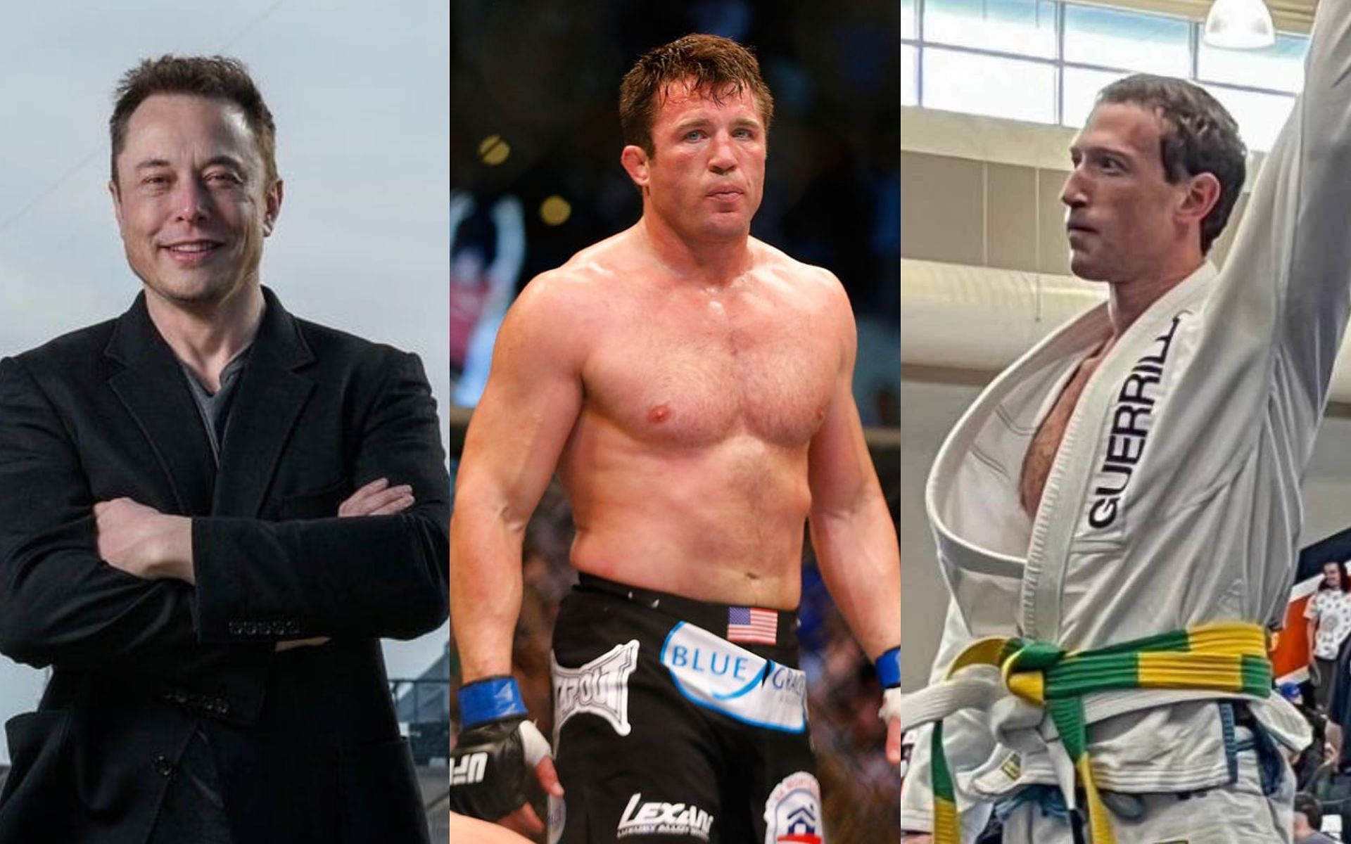 Elon Musk, Chael Sonnen and Mark Zuckerberg [Image credits: Getty Images, @zuck and @elonrmuskk on Instagram]