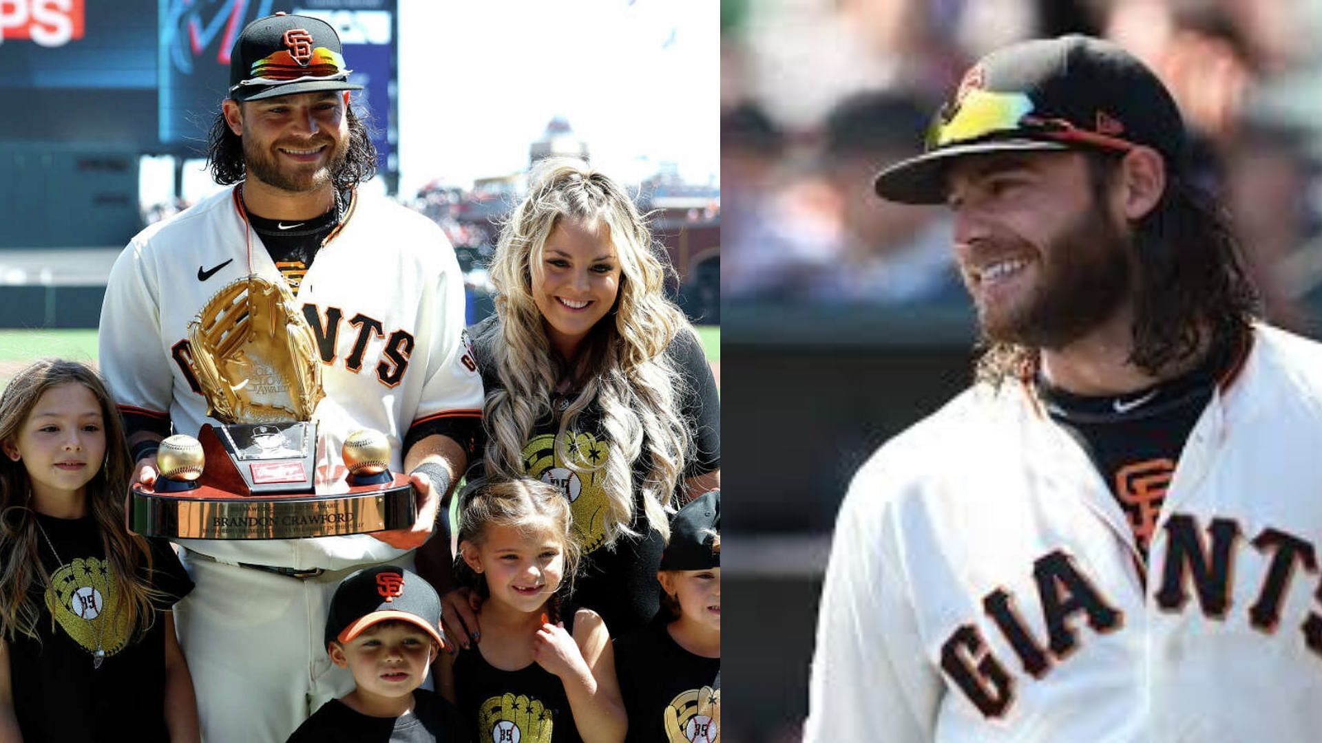 Brandon Crawford with his family