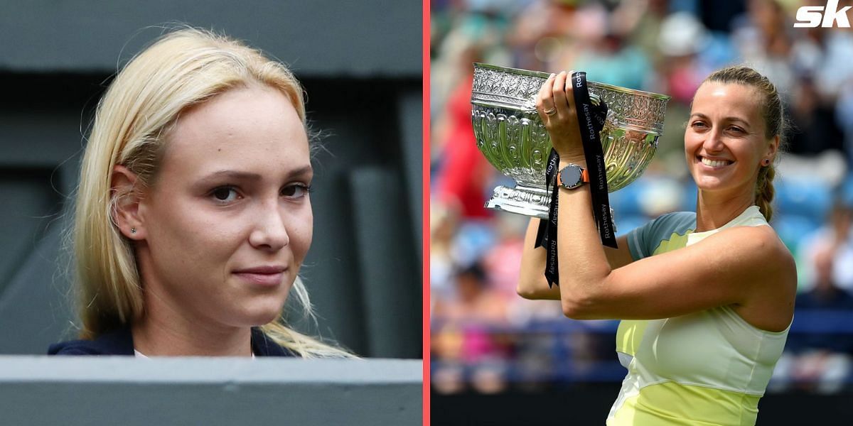 Donna Vekic (L) and Petra Kvitova (R)