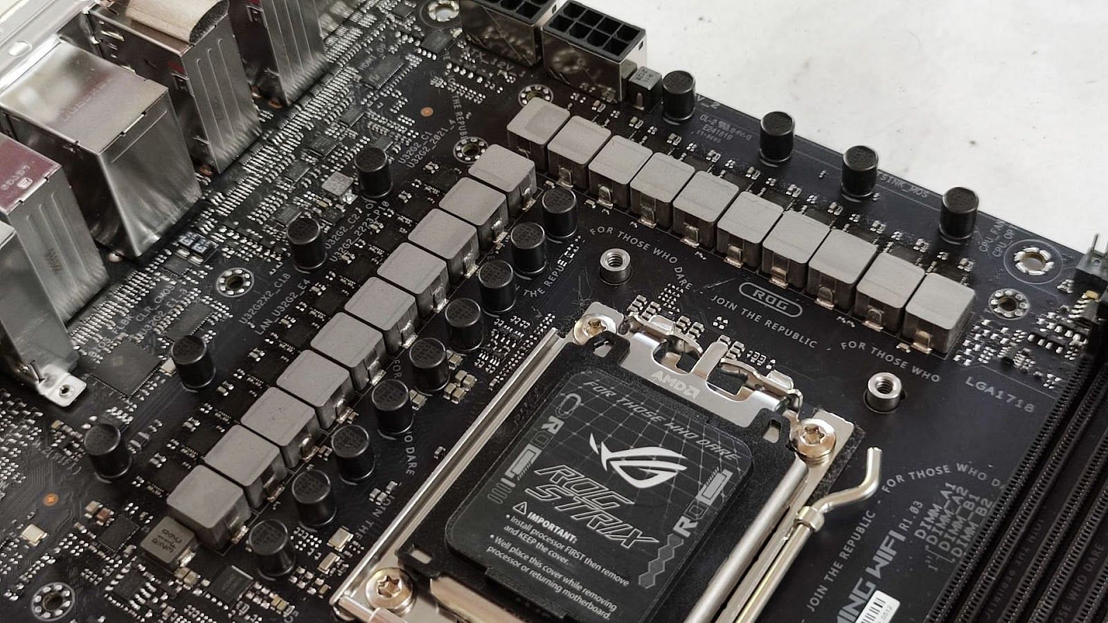 The 18+2-phase VRMs on the motherboard (Image via Sportskeeda)