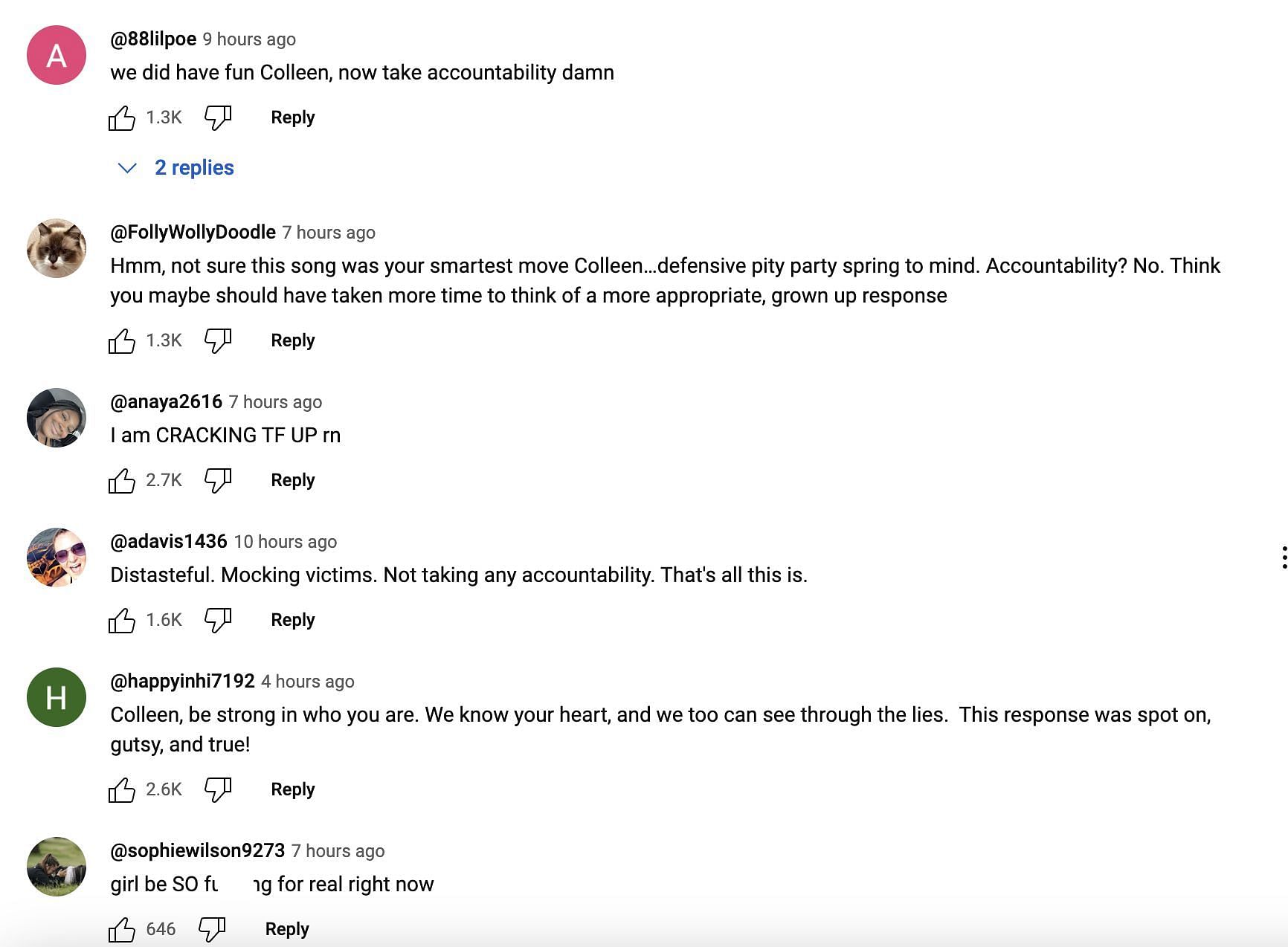 Netizens bash Colleen on her clarification video (Image via @ColleenVlogs/YouTube)