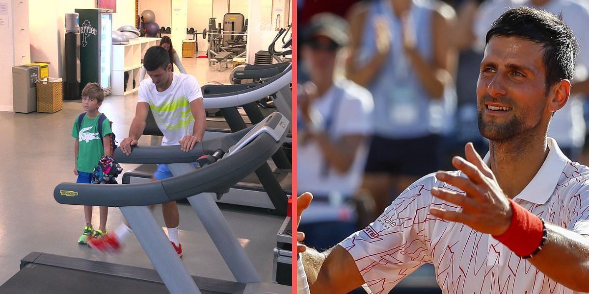 Novak Djokovic sharing an adorable moment with his son Stefan Djokovic at the 2023 French Open