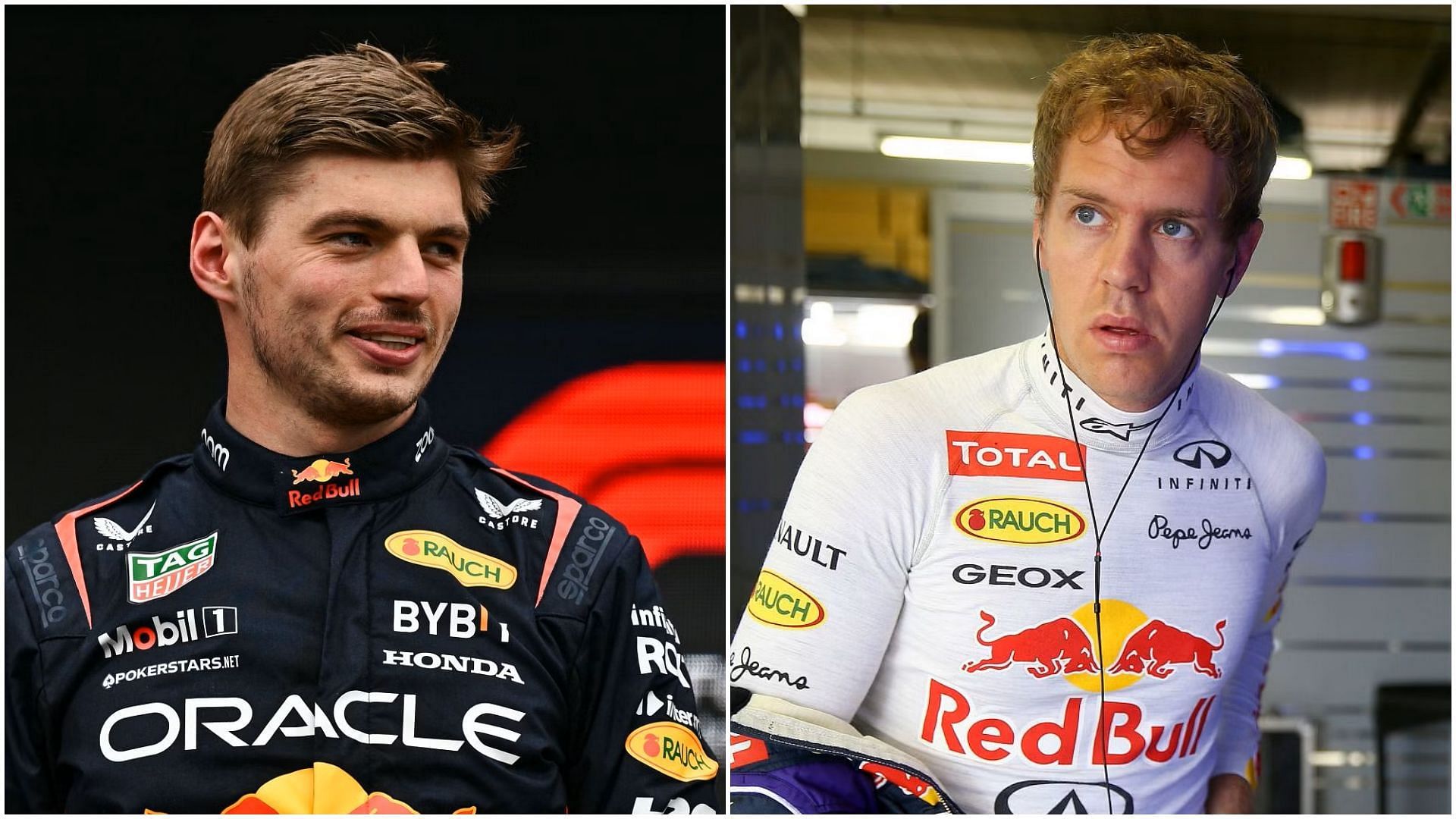 Max Verstappen (R) and Sebastian Vettel (L) (Collage via Sportskeeda)