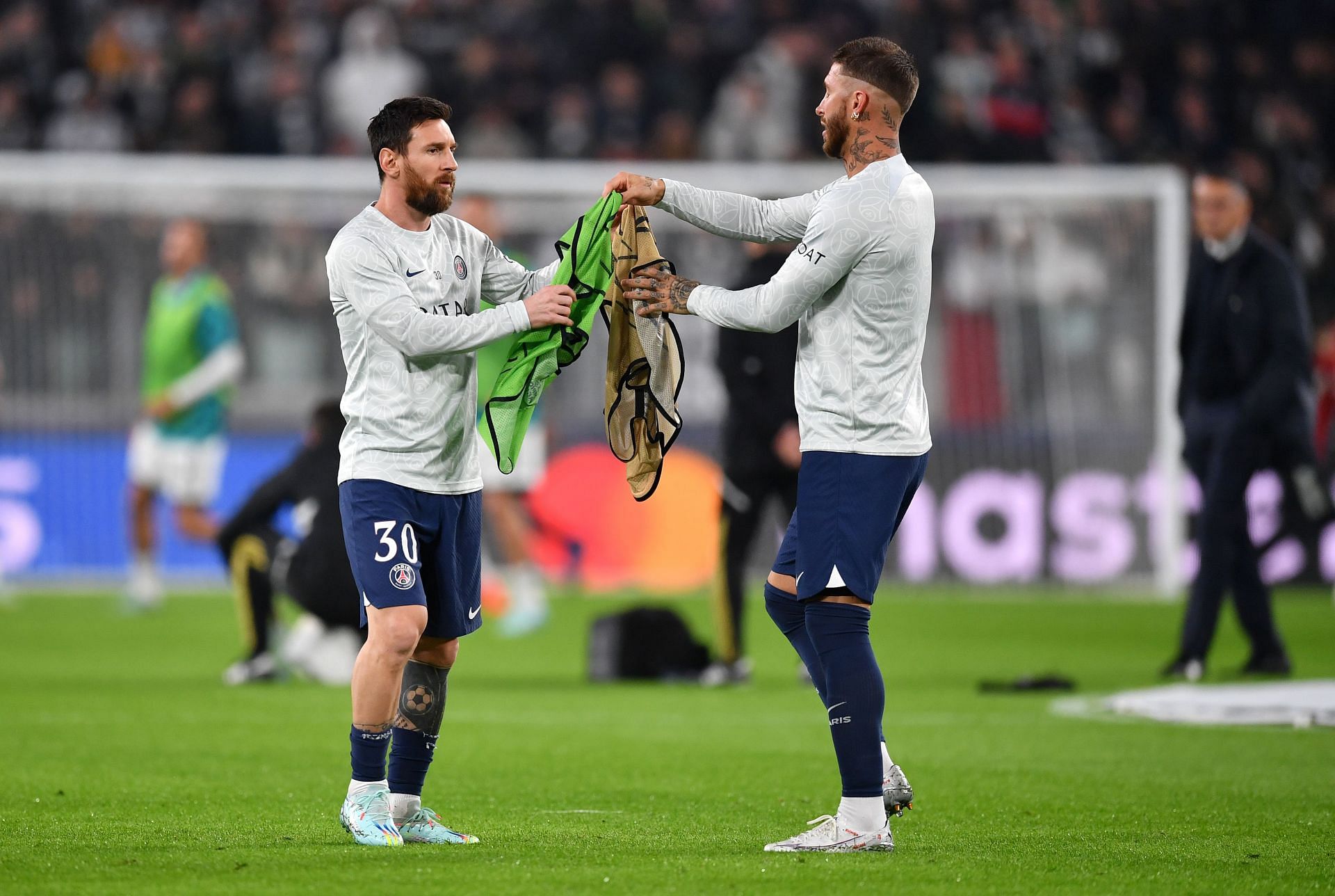 Sergio Ramos (right) is also departing PSG.