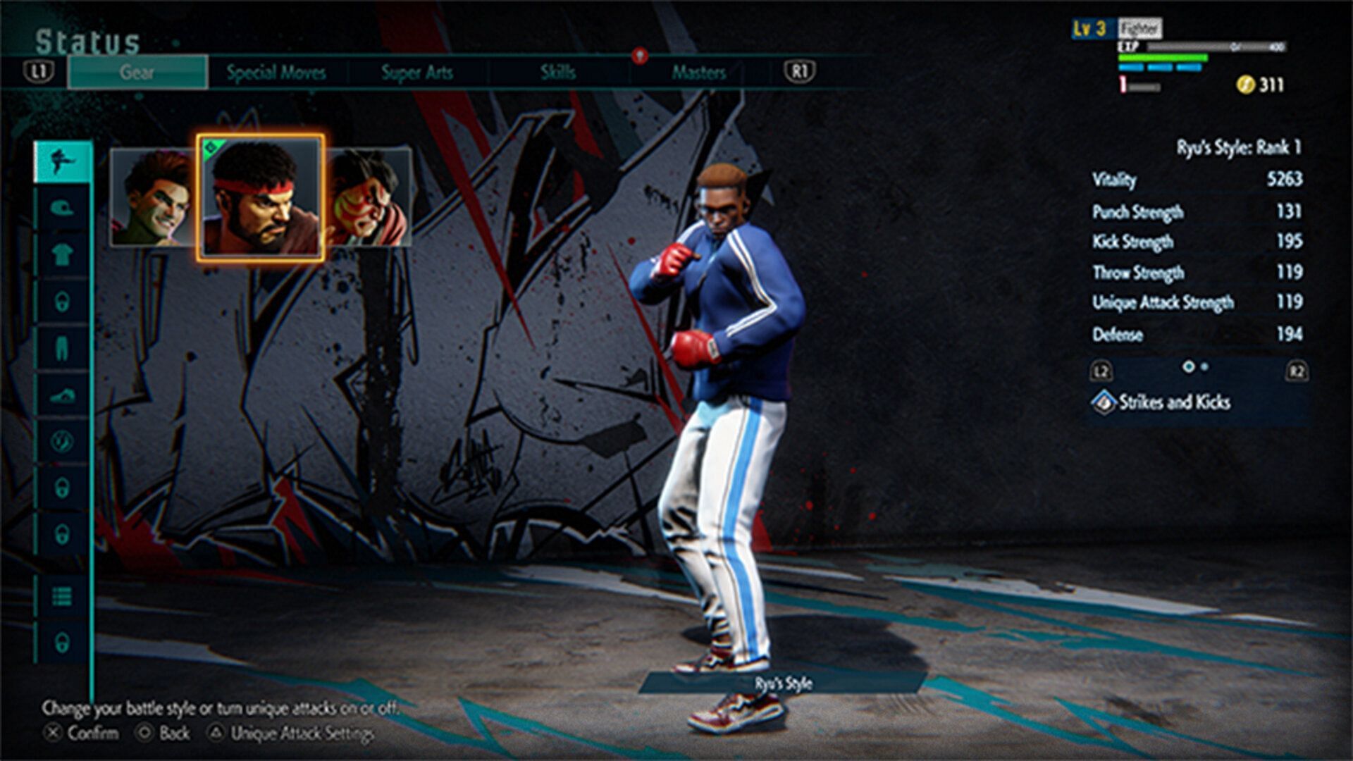 Avatar while being customized in World Tour mode (Image via Capcom)