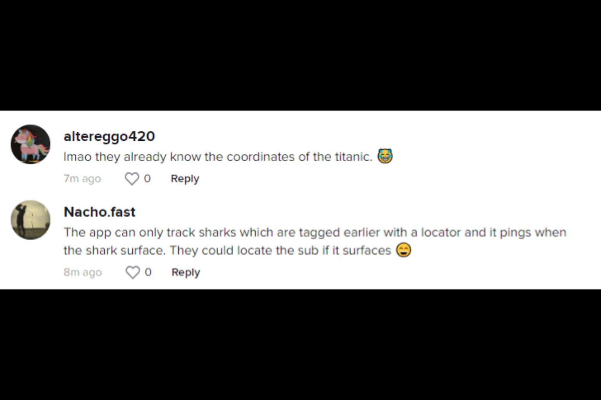 Netizens react to TikToker&#039;s shark-tracker theory. (Image via TikTok/@sqayl)