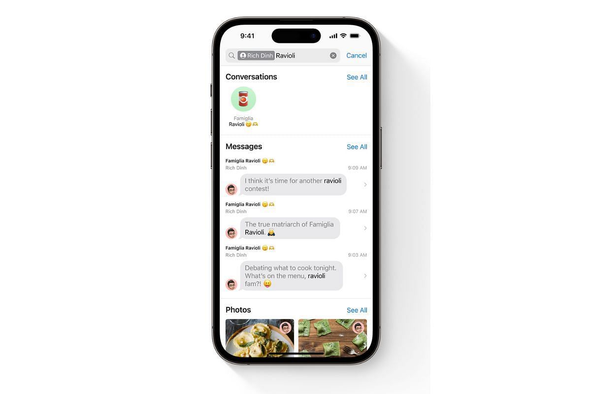 Apple has added search filters to messages in the new update. (Image via Apple)
