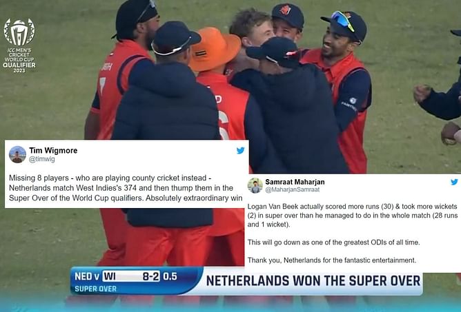 "Giant killer"- Twitterati erupt as Netherlands beat West Indies in super over in 2023 ODI World Cup qualifiers