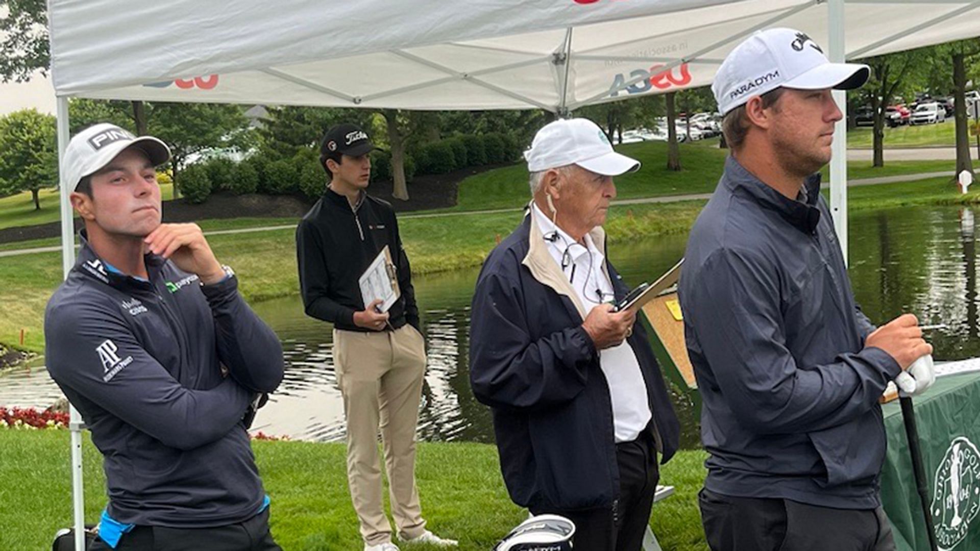 Viktor Hovland caddying for Zach Bauchou(Image via PGA Tour)