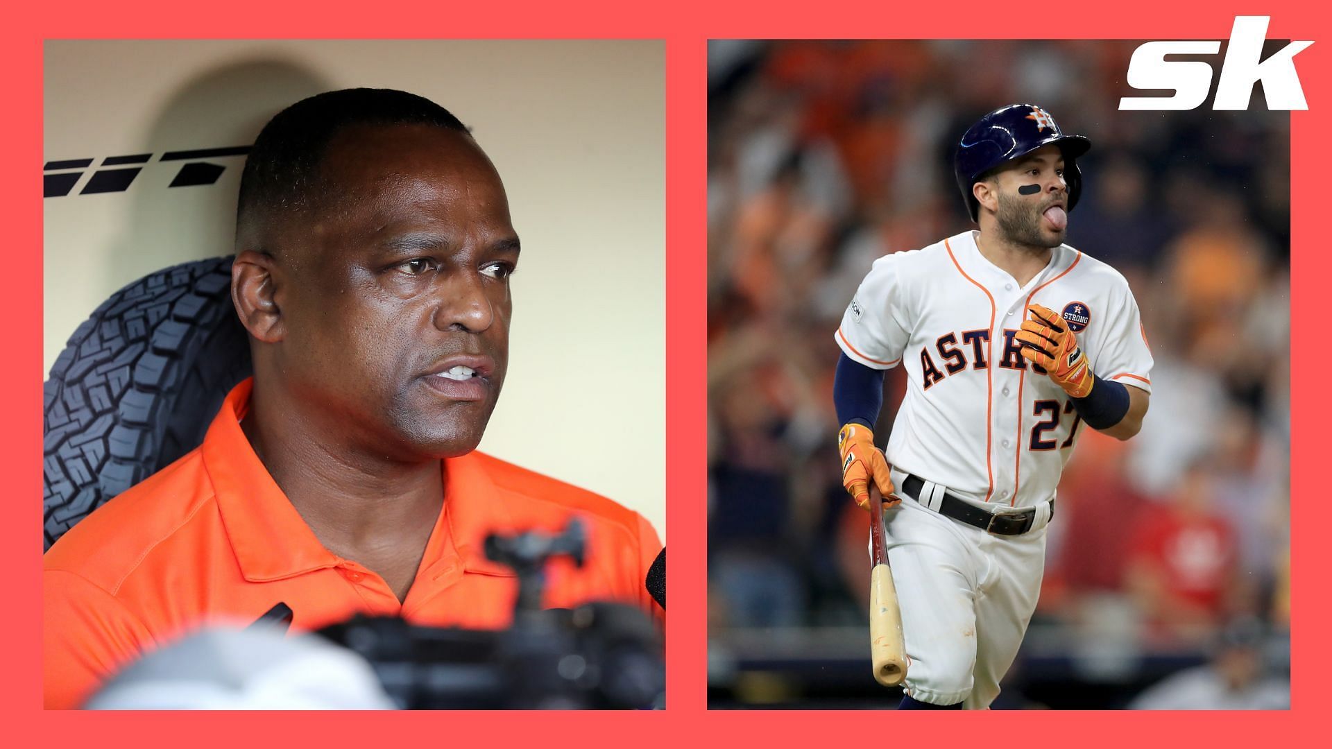 GM Dana Brown and Jose Altuve of the Houston Astros