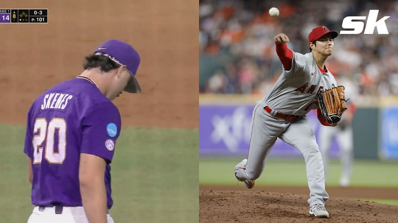Paul Skenes of LSU and Shohei Ohtani of the Los Angeles Angels