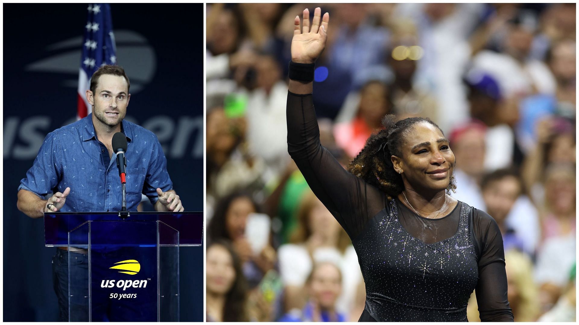 American tennis greats Andy Roddick (L) and Serena Williams.