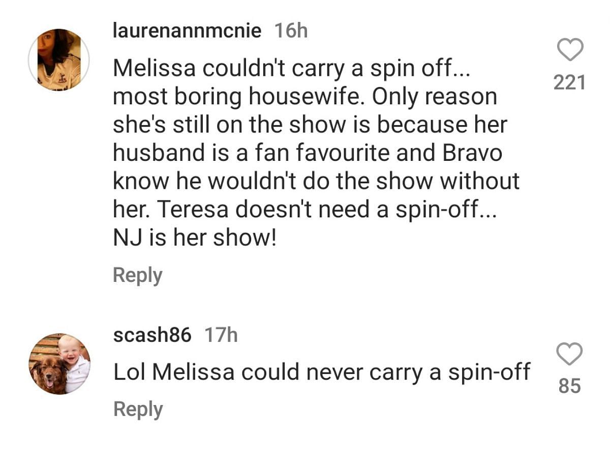 Fans react to Melissa Gorga&#039;s Stand on the spin-off show Rumor (Image via Twitter)