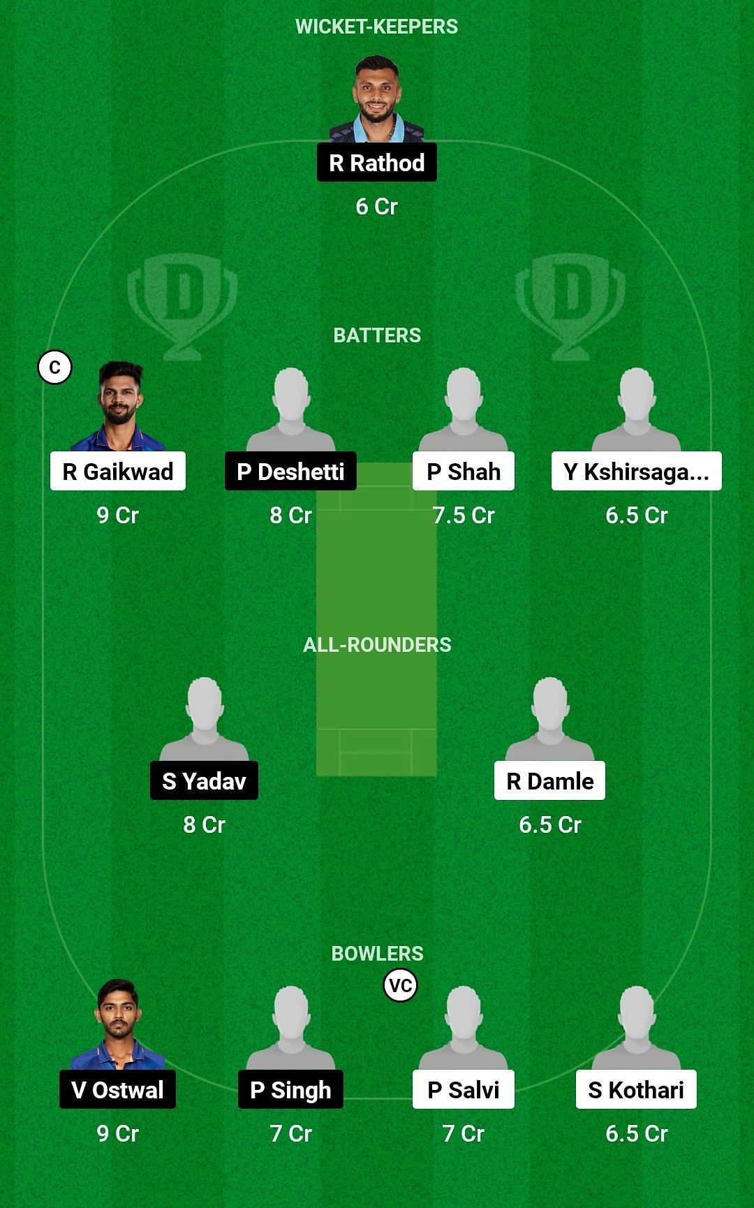 Dream11 Team for Puneri Bappa vs Solapur Royals - Maharashtra Premier League 2023.