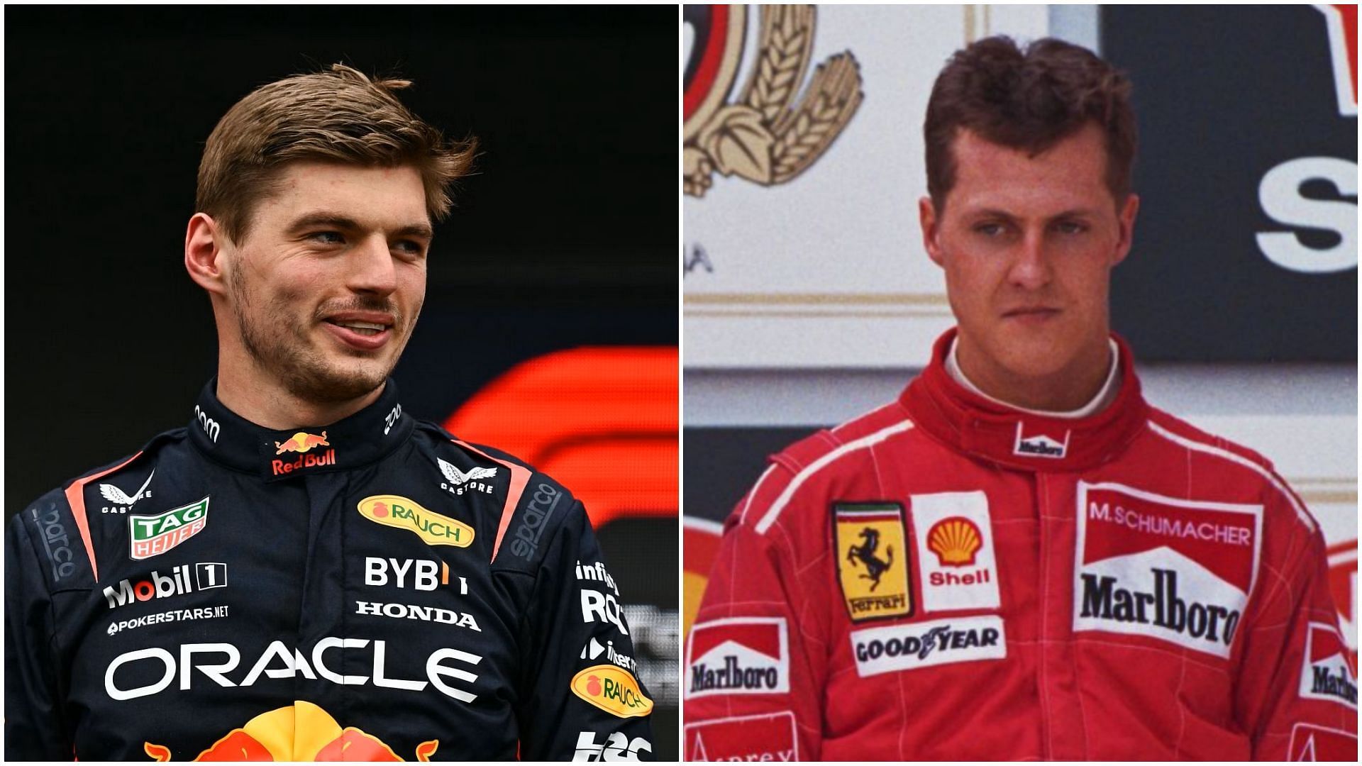 Max Verstappen (R) and Michael Schumacher (L) (Collage via Sportskeeda)
