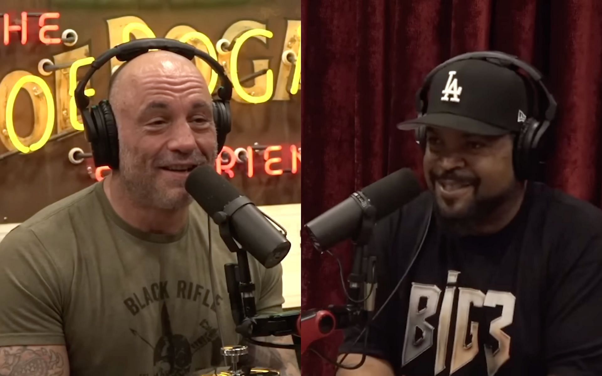 Joe Rogan [Left] Ice Cube [Right] [Images courtesy: PowerfulJRE (YouTube)]