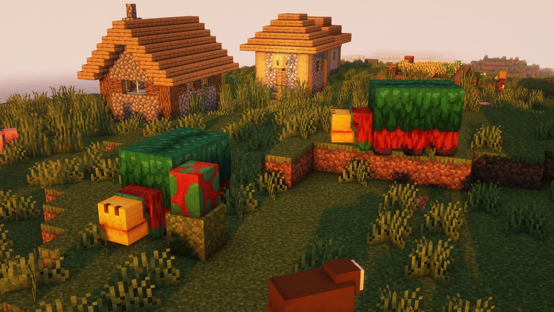Two sniffers and a sniffer egg on a moss block (Image via Mojang)