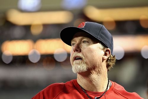 Batting coach Mark McGwire of the St. Louis Cardinals watches from the dugout during the Major League Baseball game against the Arizona Diamondbacks at Chase Field on April 12, 2011, in Phoenix, Arizona. (Photo by Christian Petersen/Getty Images)