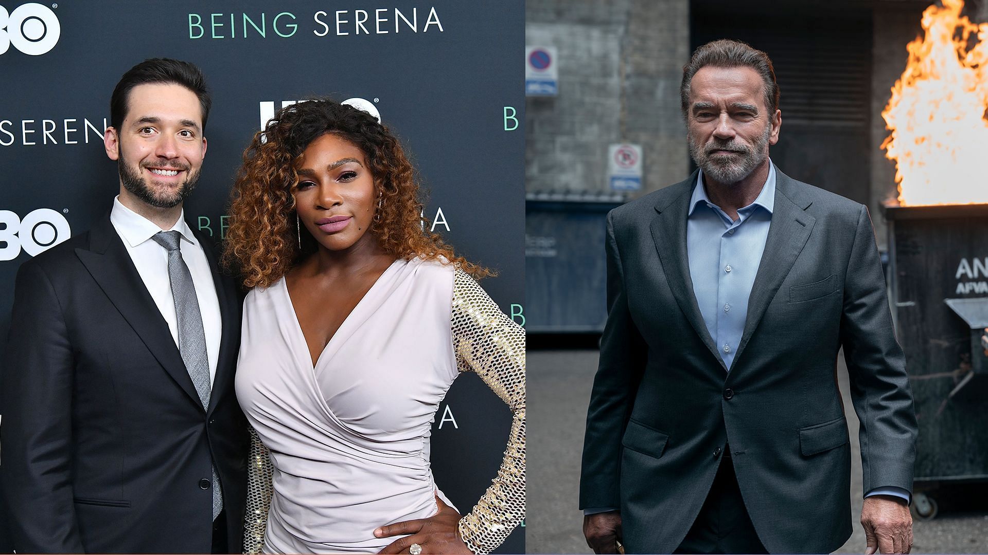(From L-R) Alexis Ohanian, Serena Williams and Arnold Schwarzenegger