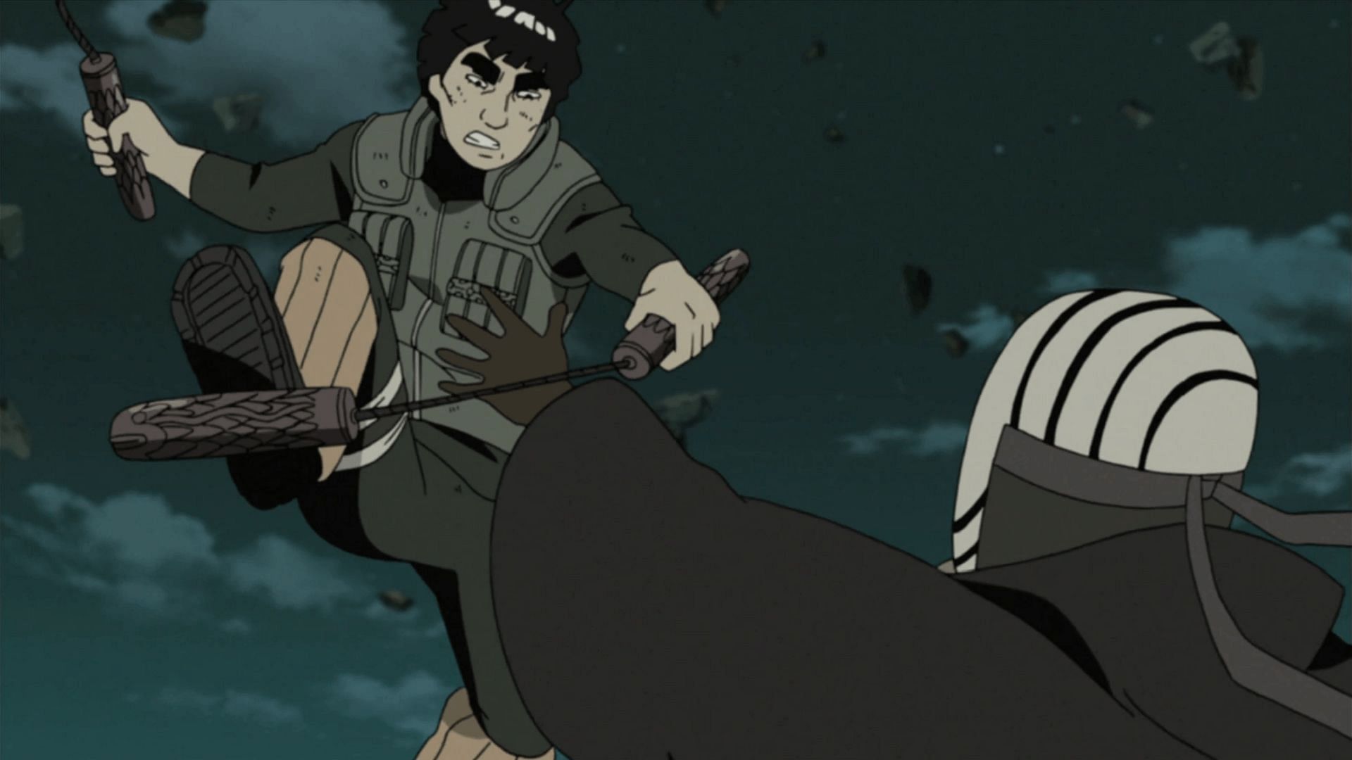 Guy was able to counter Obito&#039;s Kamui with a pair of nunchaku (Image via Studio Pierrot, Naruto)