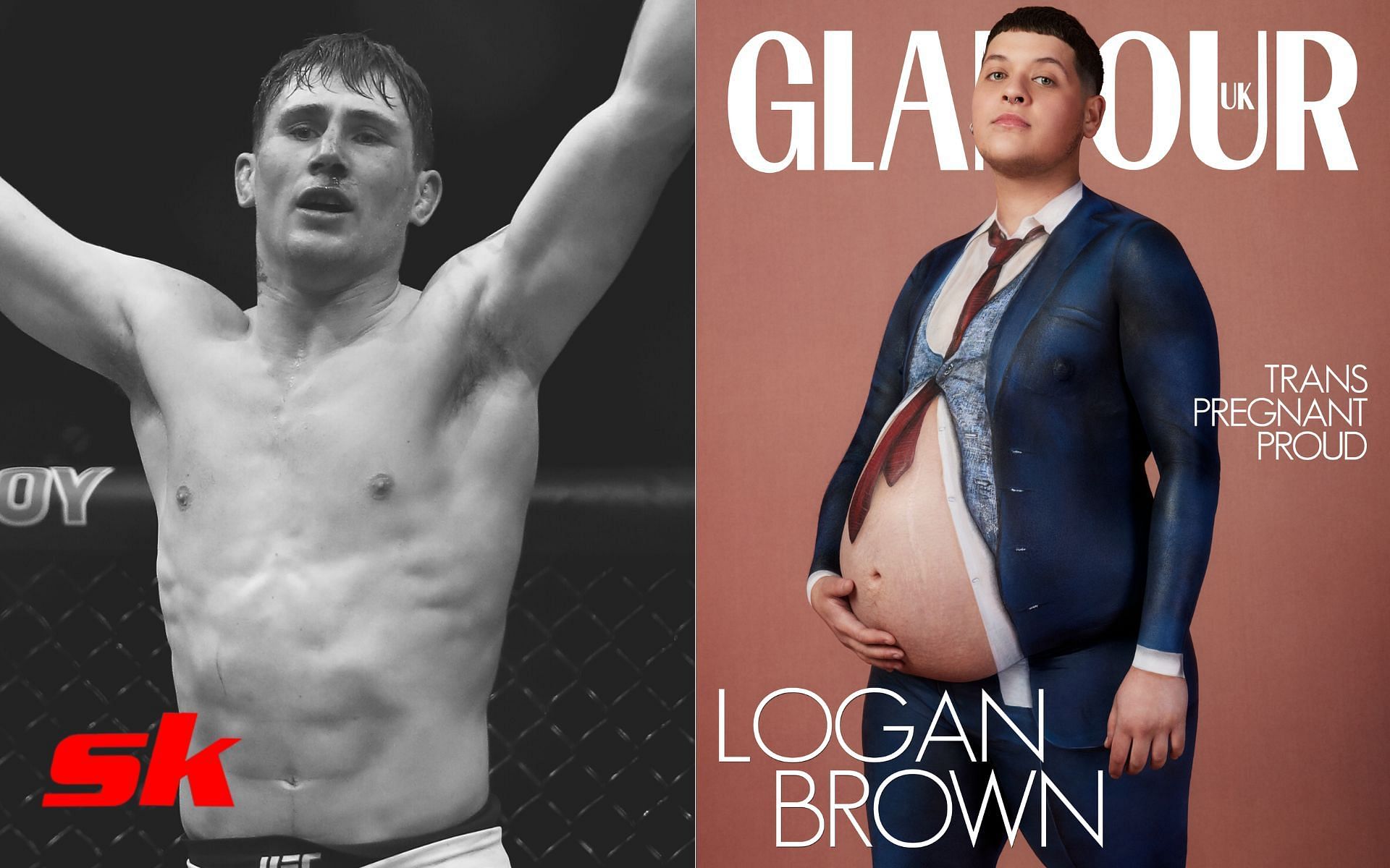 Darren Till (Left), GLAMOUR Pride coverstar Logan Brown (Right) [Image courtesy: Getty, @GlamourUKMag on Twitter]