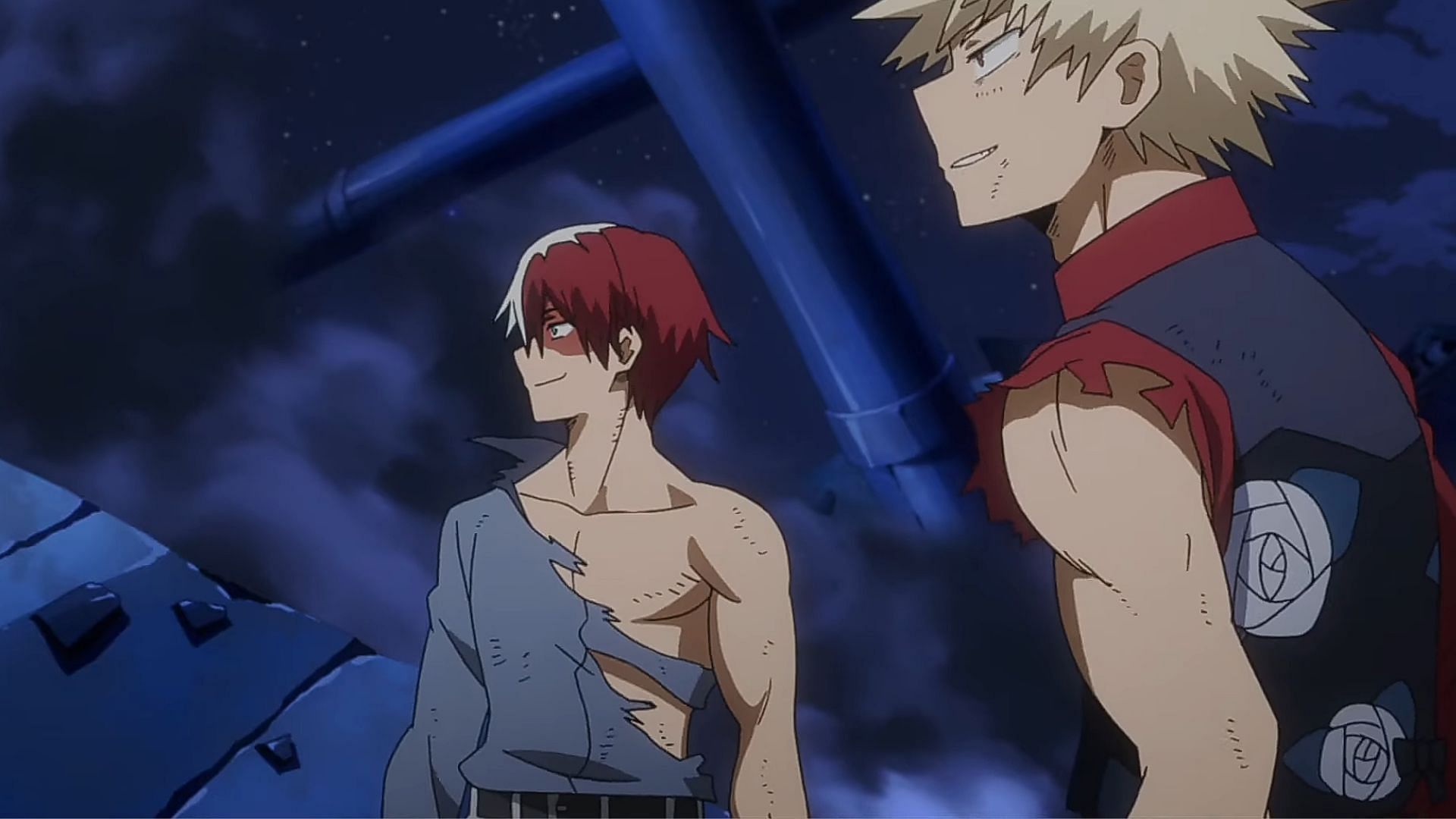 Shoto Todoroki and Katsuki Bakugo as seen in My Hero Academia anime (Image via Bones)