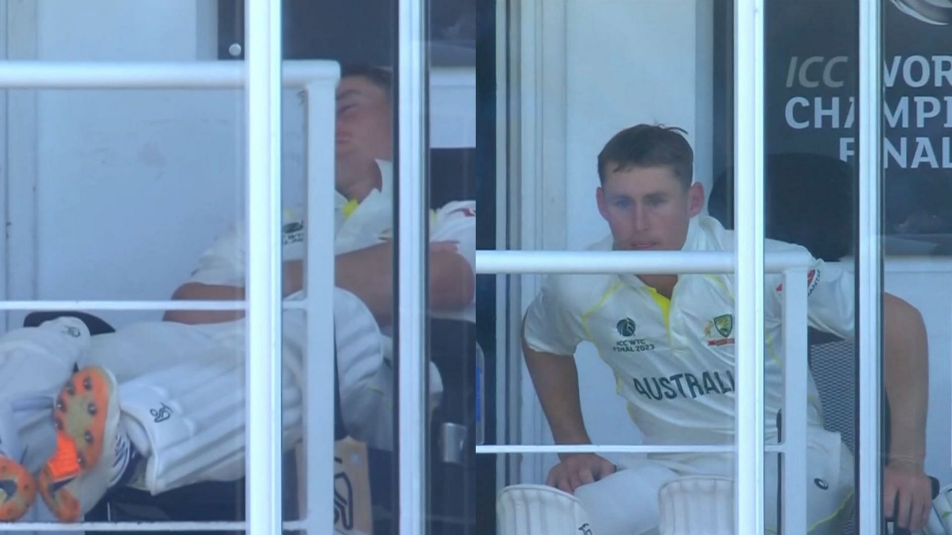 Marnus Labuschagne was sleeping before his chance to bat (Image: Twitter)